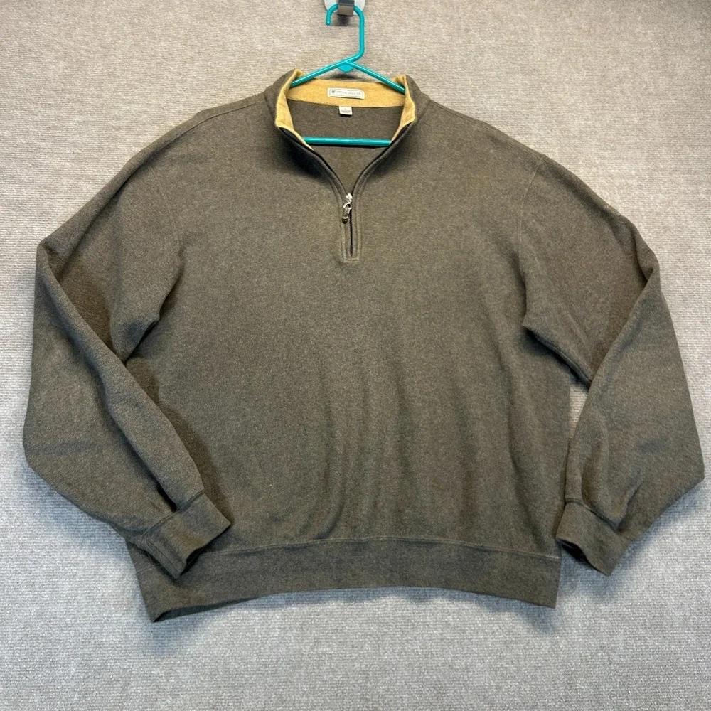 Forsyth Country Club Peter Millar 1/4 Zip Men's Large Brown Pullover Mock Golf